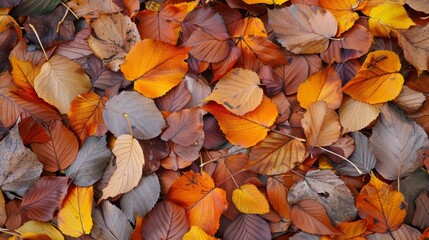 Wall Mural - Autumn leaves pattern background top view