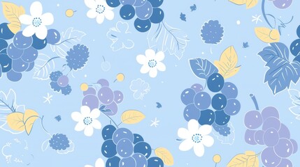 Seamless repetitive background pattern of grape and leaf for fabric design