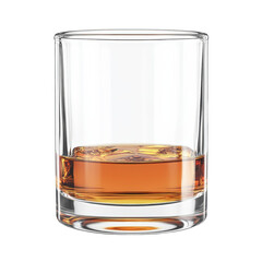 Glass with amber liquid over ice, perfect for whiskey enthusiasts. High-quality image ideal for beverage advertisements and bar promotions.