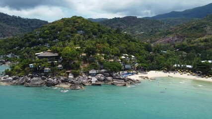 Wall Mural - Aerial footage of the Thong Nai Pan Sandy Beach in the north-east of Koh Phangan island in Thailand