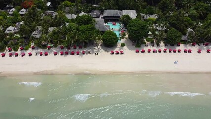 Sticker - Ascending aerial footage of the Thong Nai Pan Sandy Beach in the north-east of Koh Phangan, Thailand