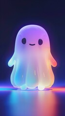 Poster - Cute glowing ghost illustration