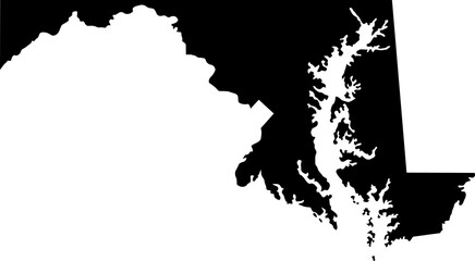 State of Maryland Silhouette Outline Graphic Design with Transparent Background	