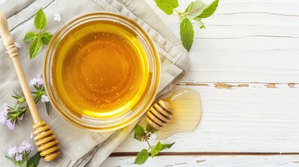 Poster - a bowl with honey and a spoon 