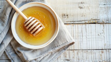 Wall Mural - a bowl with honey and a wooden spoon