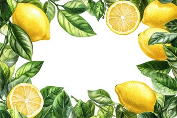 Wall Mural - Lemon Tree Branch Border Illustration