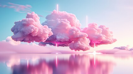 Canvas Print - Create captivating images of cloud applications with surreal icons and interfaces merging seamlessly with luminous clouds.