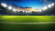 © 69 - Well-maintained soccer stadium with pristine green turf and illuminated floodlights, creating a perfect backdrop for a thrilling game.