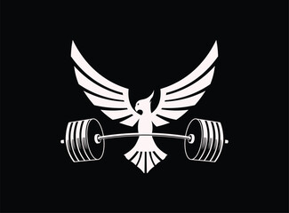 phoenix fitness logo design vector in black and white color