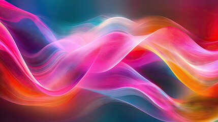 Wall Mural - Abstract wave patterns with soft curves and vibrant colors, creating a dynamic and energetic background.