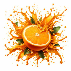 realistic orange splash isolated on white background