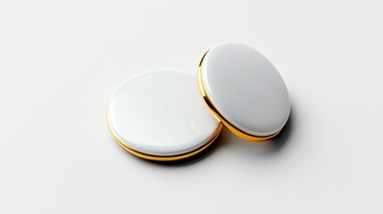 Elegant white buttons with a shiny gold edge, perfect for fashion, home decor, or craft projects.