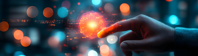 Futuristic Technology Concept Image -  Hand Interacting with Digital Sphere