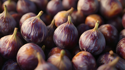 Wall Mural - close up of fresh purple figs, rip fig background, concept for fruit and food background