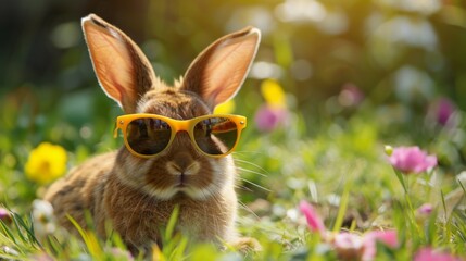 Rabbit with sunglasses illustration ai generated