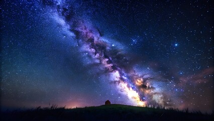 Wall Mural - night photos in the ukrainian carpathian mountains with a bright starry sky and the milky way. mount