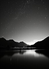 Poster - Photography night sky monochrome mountain outdoors.