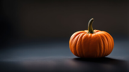 Fresh pumpkin Slice on Dark Background - A single pumpkin slice on a dark slate background, symbolizing freshness, vitality, citrus, healthy eating, and natural beauty.