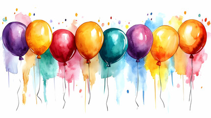 Canvas Print - A colorful watercolor illustration of balloons against a vibrant background.