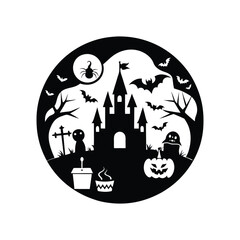 Wall Mural - Halloween Party Supplies vector, art, silhouette on white background 