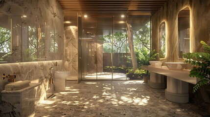 Canvas Print - Interior design of a new resort restroom