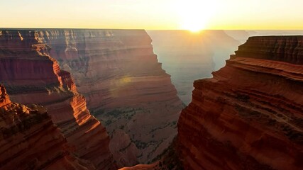 Wall Mural - Aerial footage of the scenic Grand Canyon National Park at sunset in Arizona, United States