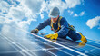 © Nattapol - A skilled electrician is working on solar panels under bright blue sky, showcasing dedication and expertise in renewable energy
