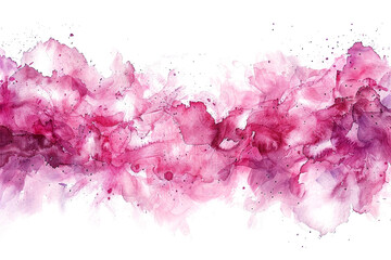 Abstract pink watercolor splash on transparent background, png, artistic paint texture. Generative ai