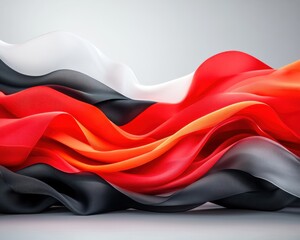 Poster - Abstract Red Black Orange Wavy Fabric Background