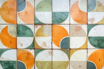 Poster - Tiles in Retro color pattern style backgrounds