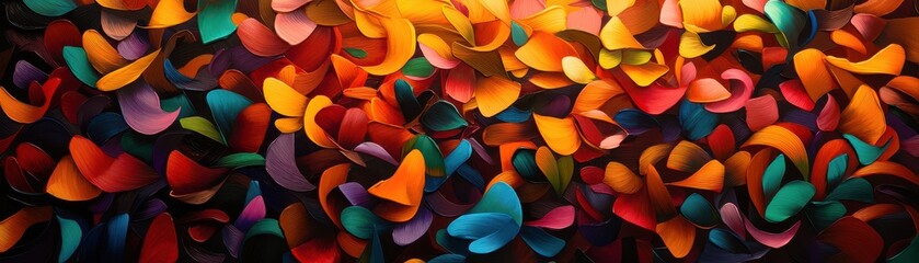 Poster - Vibrant multicolored abstract pattern with overlapping shapes, creating a dynamic and lively composition full of energy and movement.