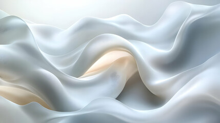 Poster - A flowing, textured fabric in soft shades of white and cream, creating a serene atmosphere.