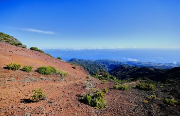 Wall Mural - A stunning mountain landscape with clear blue sky and lush greenery, Madeira Island, Portugal