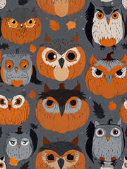 Sticker - Repeating pattern of miniature owls