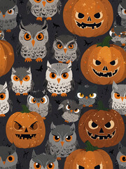 Sticker - Repeating pattern of miniature owls