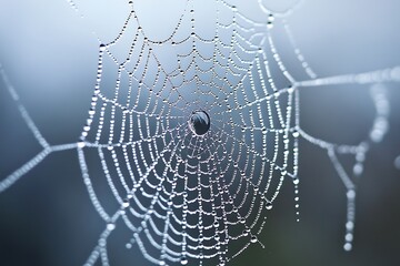 Canvas Print - spider web with dew drops