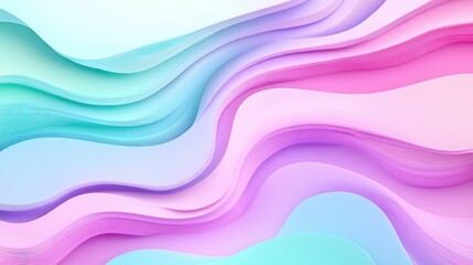 Wall Mural - Abstract wavy design in soft pastel colors.