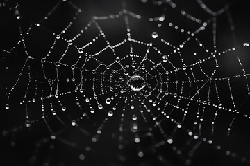 Canvas Print - spider web with dew drops