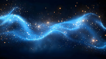 Poster - A mesmerizing wave of blue light with sparkling particles, evoking a sense of motion.