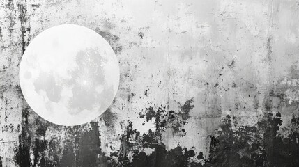 Sticker - A textured monochrome background with a large moon.