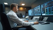 © apirom - High-tech interface displaying cloud computing analytics and cybersecurity metrics in a dark, sleek environment