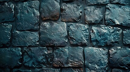 Canvas Print - Dark Stone Wall Texture: Cobblestone Background