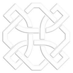 Simple sign made with celtic knots, white. Celtic knot symbol resembling a plaster ornament for use in St. Patrick's Day designs.