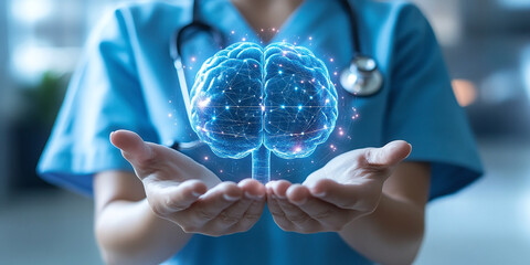 Concept of medical services and artificial intelligence medical technologies. The medical professional is driving the virtual medical revolution and technology development. Artificial intelligence.