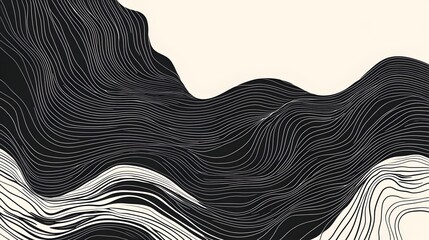 Wall Mural - Mesmerizing Monochrome Waves - Abstract Minimalist Pattern Design for Digital Art,Wallpaper,or