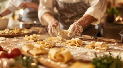 Wall Mural - Chef Making Pasta in a Kitchen