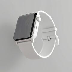 Sticker - Blank wite smartwatch mockup electronics wristwatch person.