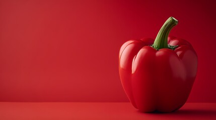 Ripe red bell pepper on red