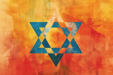 Colorful star of david on vibrant background for jewish holiday design. AI