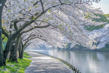 Canvas Print - Cherry blossoms outdoors scenery nature.